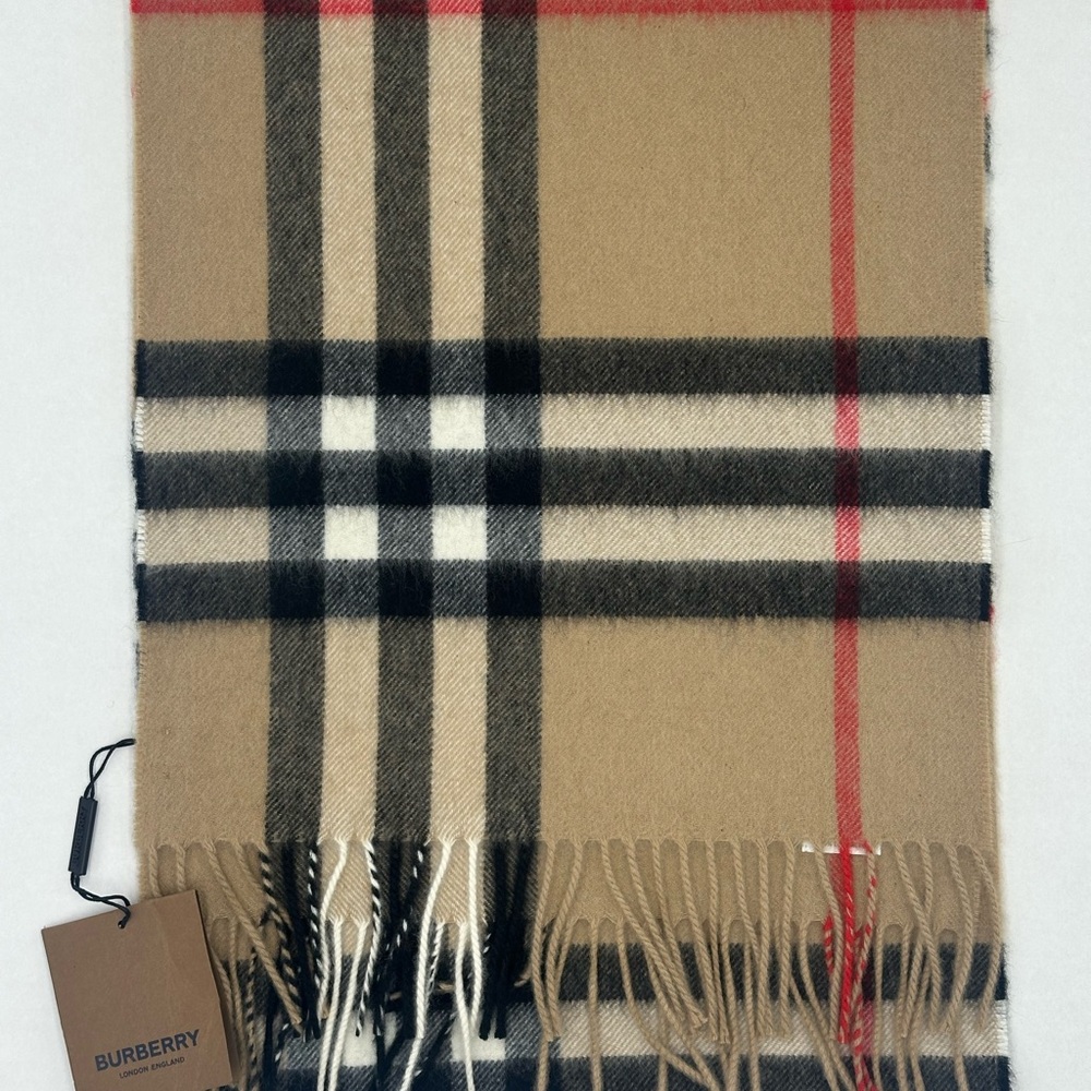 BURBERRY Check Cashmere Scarf ARCHIVE BEIGE AUTHENTIC WITH ALL TAGS